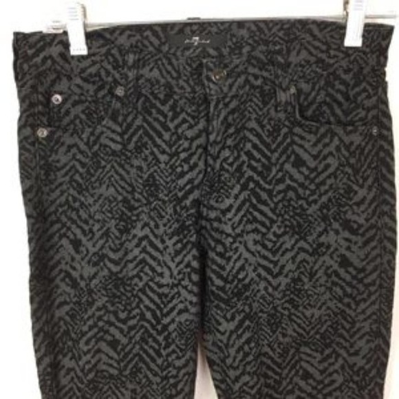 7 for all Mankind Black Printed Skinny Jeans - Picture 2 of 7